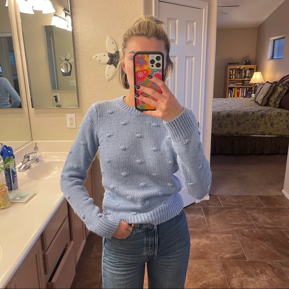 Lucky Brand Sweaters - Lucky Brand Blue Polka Dot Sweater